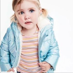 Baby Gap Metallic Blue Puffer Coat Sherpa 18-24M